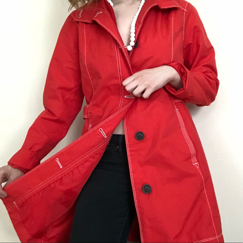 Vintage Eddie Bauer red trench coat